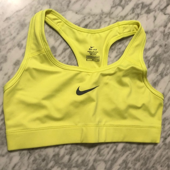 Nike Women's Dri-Fit Neon Yellow Sports Bra (Size Small) - Picture 1 of 9
